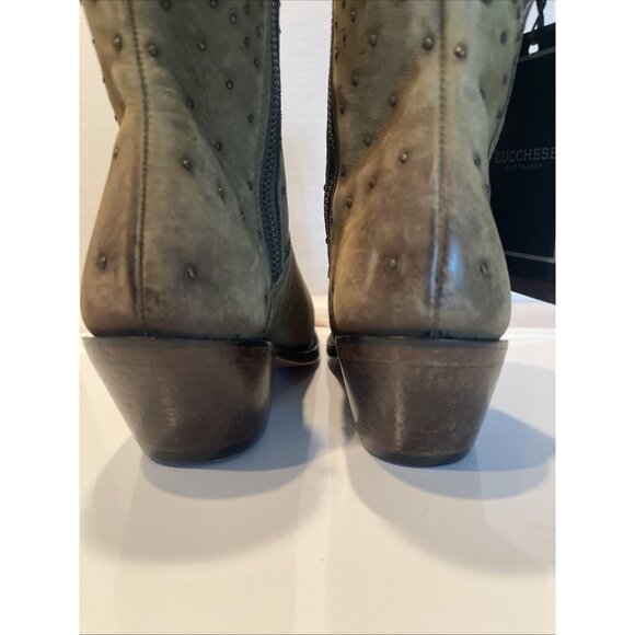 NWOB NWT Lucchese Boots Bootie Zip Women's 6.5 Suede Olive Green w/ Studs #M6040 - Picture 7 of 16